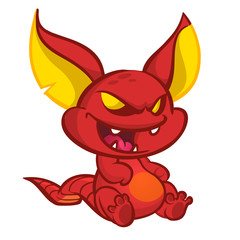 Funny cartoon monster with big ears. Vector illustration of cute monster creature.