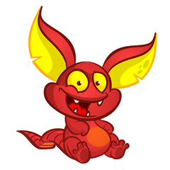 Funny cartoon monster. Vector illustration of cute monster creature.