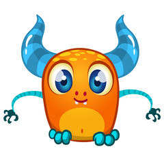 Funny cartoon monster. Vector illustration of cute monster creature.