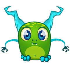 Funny cartoon monster. Vector illustration of cute monster creature.