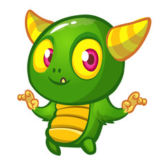 Funny cartoon monster. Vector illustration of cute monster creature.
