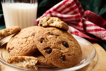 Chocolate cookies with milk