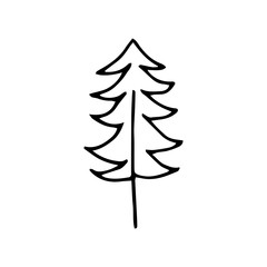Beautiful tree on a white background. National Forest Day. The concept of conservation of nature. Doodle style black and white illustration. National arbor day. Ecology