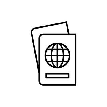 Passport Vector Icon Line Illustration.