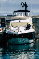 Closeup of boats moored in the marina of Limassol Cyprus