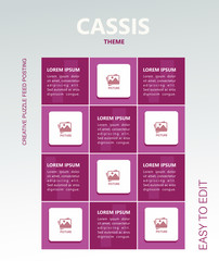 modern social media post feed, instagram feed, purple, white, minimalist, collour trend 2020 cassis.