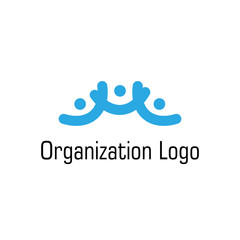 blue line people icon logo template