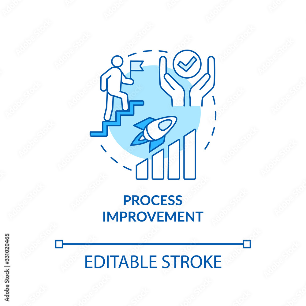 Poster creative process improvement concept icon. design studio workflow optimization idea thin line illust
