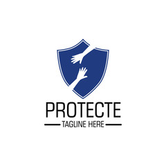 Protecting hand defense shield logo template