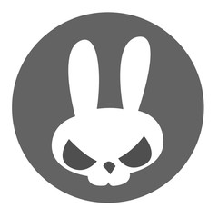 Funny cartoon rabbit skull flat vector illustration.