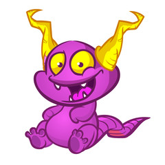 Funny cartoon monster. Vector illustration of cute monster creature.