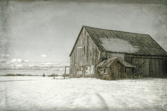 Old barn photos manipulated for an illustration - Powered by Adobe