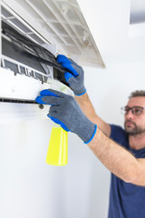 Aircondition service and maintenance, fixing AC unit and cleaning the filters.