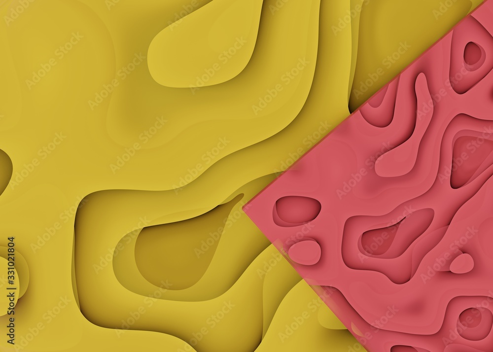 Poster abstract dynamic fluid overlap textured yellow fnd red background 3d