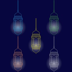 Ramadan Lantern Design in Set for Creative Concept of  Islamic Celebration.