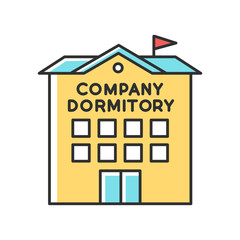 Company dormitory RGB color icon. Housing complex. Living accommodations for employees. Housing facilities. Residential area. Apartment block. Isolated vector illustration