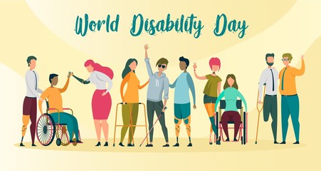 World Disability Day Banner, Handicapped People.