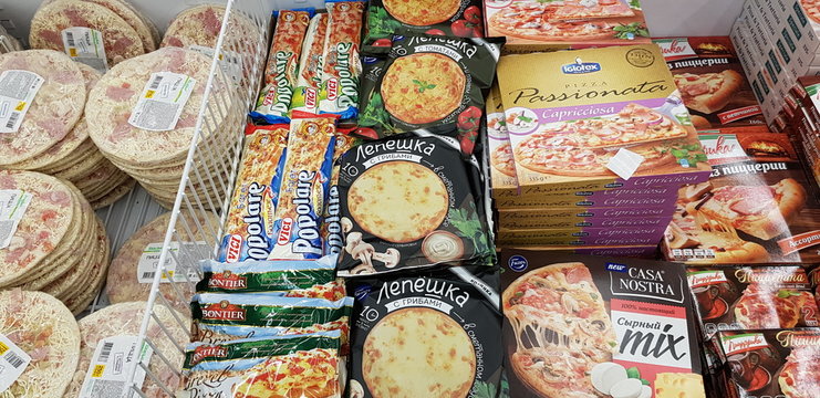 Assorted of frozen foods display for sell in the supermarket.