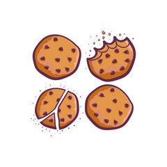 set of cookies with chocolate chips food