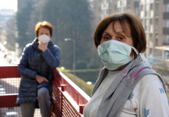 Europe, Italy, Milan - Pandemic emergency n-cov19 Coronavirus - Domestic life in quarantine of 70...