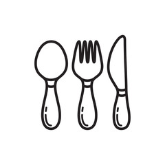 fork icon with spoon and knife icon in trendy flat style 