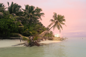 Sunset over tropical island