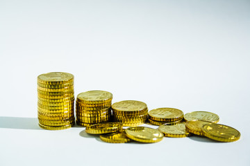 stack of coins isolated on white background
