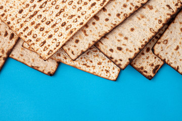 Pesah celebration concept (jewish Passover holiday) .Matzo bread