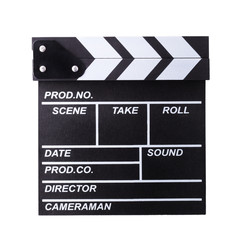 Fototapeta premium Film clapper board isolated on white background with clipping path