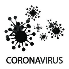 Coronavirus from China. Coronavirus bacteria cell icon. 2019-nCoV. COVID-19. Cell of virus in black color and in flat style. Vector illustration isolated on white background