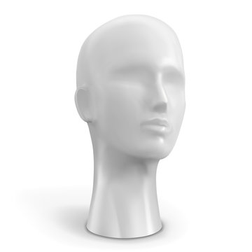 Head of female mannequin white color. Vector illustration.