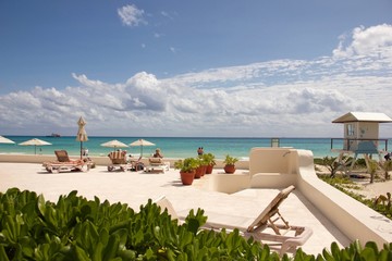 Caribbean beach, holidays, blue sky