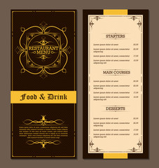 Menu Layout with Ornamental Elements.