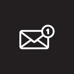 envelope with letter line icon, outline vector sign, linear style pictogram isolated on black. Message symbol, logo illustration. Editable stroke. Pixel perfect