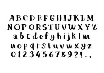 Vector hand drawn latin alphabet isolated on white background. Letters outline in black color.