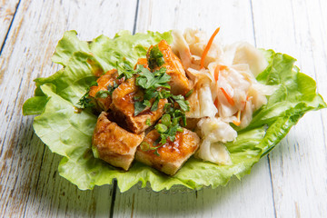 Stinky tofu is a Chinese form of fermented tofu that has a strong odor.