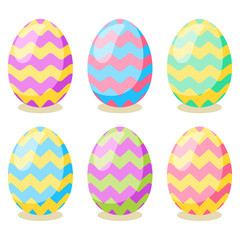 Happy Easter card. Set of  Easter eggs with different texture on a white background.  Vector isolated Illustration. 