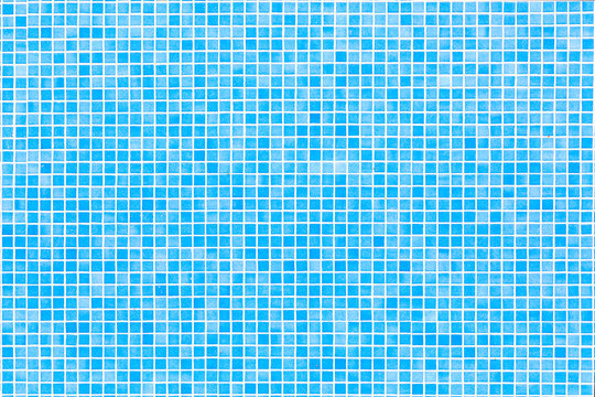 background of blue small tiles at a swimming pool