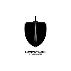 Shield and Sword logo icon design template.Guardian icon.security element.