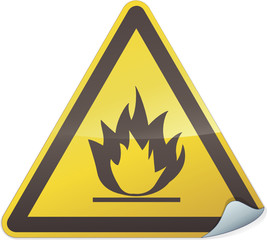 Sticker panneau de danger inflammable(détouré)