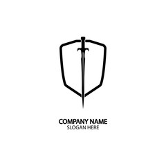 Shield and Sword logo icon design template.Guardian icon.security element.
