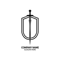 Shield and Sword logo icon design template.Guardian icon.security element.