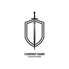 Shield and Sword logo icon design template.Guardian icon.security element.