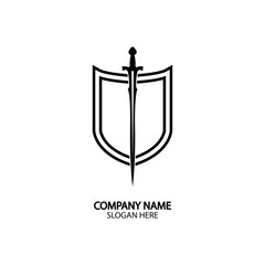 Shield and Sword logo icon design template.Guardian icon.security element.