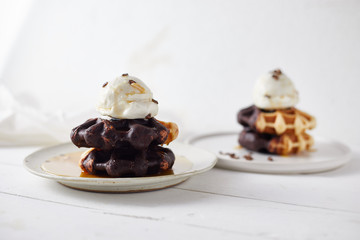 waffle with ice cream.