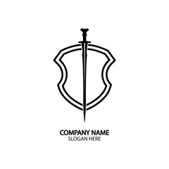 Shield and Sword logo icon design template.Guardian icon.security element.