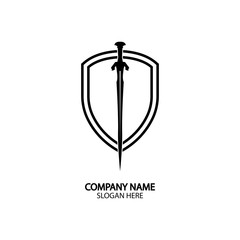 Shield and Sword logo icon design template.Guardian icon.security element.