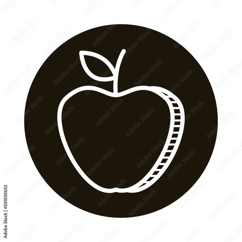 Sticker apple fresh fruit doodle block style icon