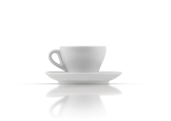 White and black coffee cup isolated  viewed from the front. Mockup for branding and logo...