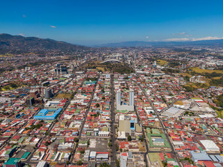 Beautiful aerial view of the empty streets due to Coronavirus disease (COVID-19) in San Jose Costa Rica